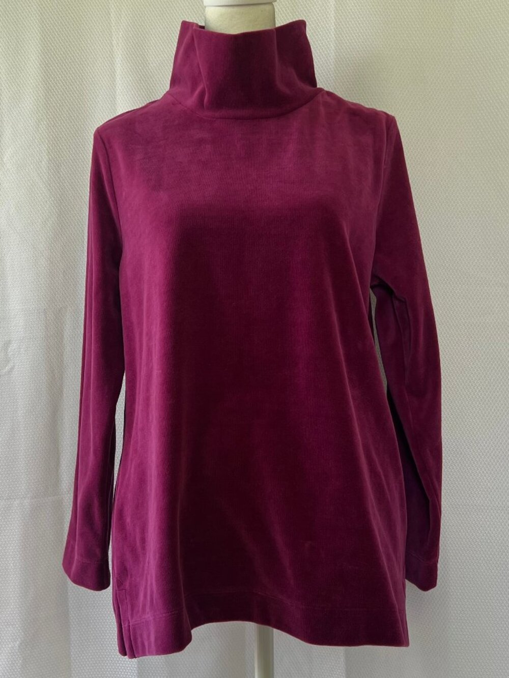 Appleseedss Plum Cowl Neck Velour Women's Long-Sleeve Top